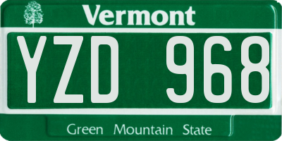 VT license plate YZD968