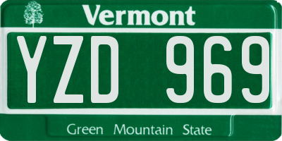 VT license plate YZD969