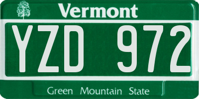 VT license plate YZD972