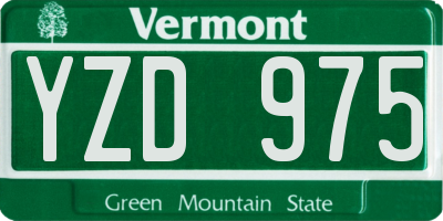 VT license plate YZD975
