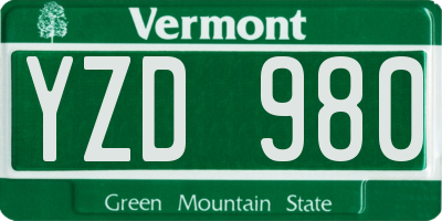 VT license plate YZD980