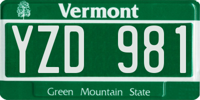 VT license plate YZD981