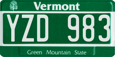 VT license plate YZD983