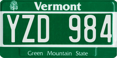 VT license plate YZD984
