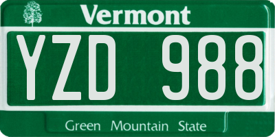 VT license plate YZD988