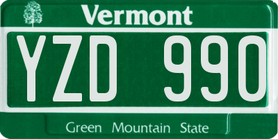 VT license plate YZD990