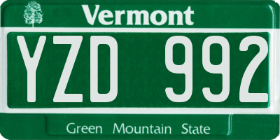 VT license plate YZD992
