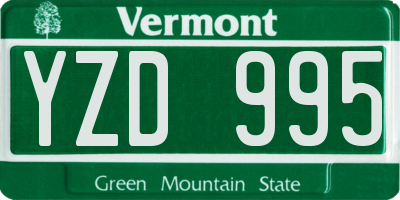 VT license plate YZD995