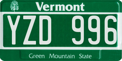 VT license plate YZD996
