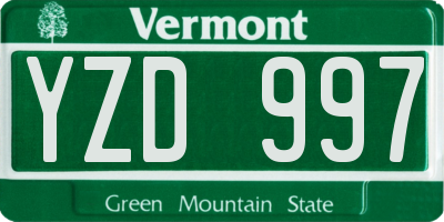 VT license plate YZD997
