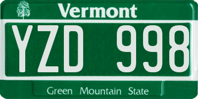 VT license plate YZD998