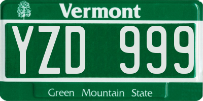 VT license plate YZD999