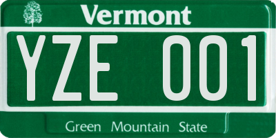 VT license plate YZE001