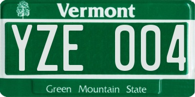 VT license plate YZE004