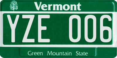 VT license plate YZE006