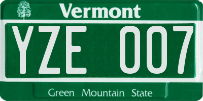 VT license plate YZE007