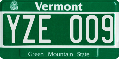 VT license plate YZE009