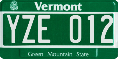 VT license plate YZE012