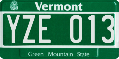 VT license plate YZE013