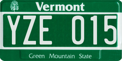 VT license plate YZE015