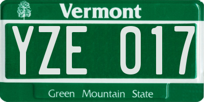 VT license plate YZE017