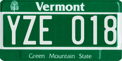 VT license plate YZE018