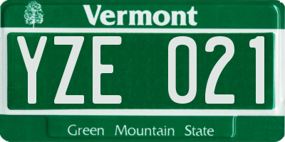 VT license plate YZE021