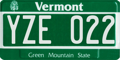 VT license plate YZE022