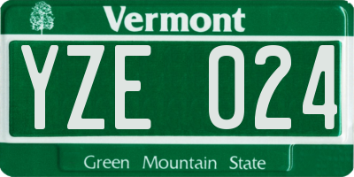 VT license plate YZE024