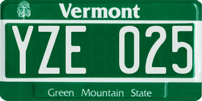 VT license plate YZE025