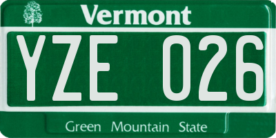 VT license plate YZE026