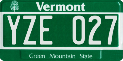 VT license plate YZE027