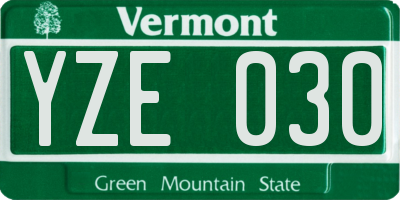 VT license plate YZE030