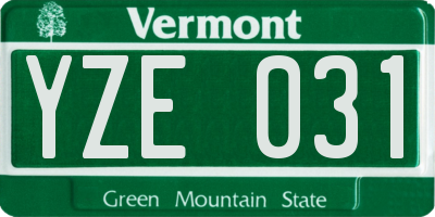 VT license plate YZE031