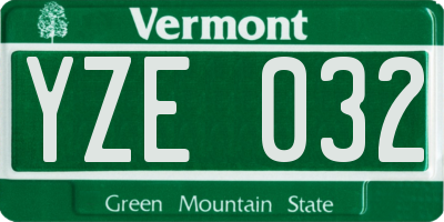VT license plate YZE032