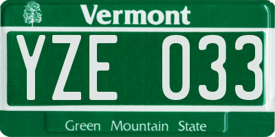 VT license plate YZE033