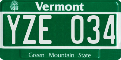 VT license plate YZE034