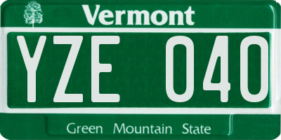 VT license plate YZE040