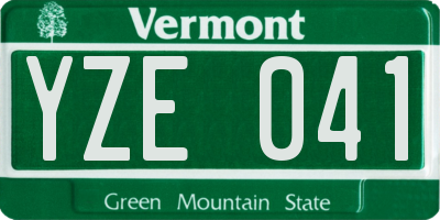 VT license plate YZE041