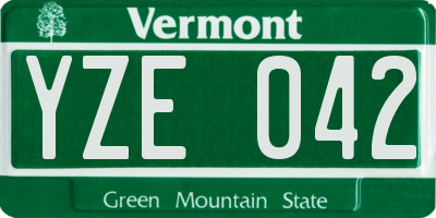 VT license plate YZE042
