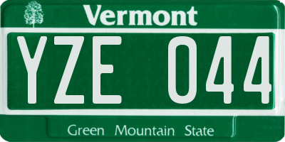 VT license plate YZE044