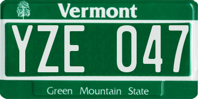 VT license plate YZE047