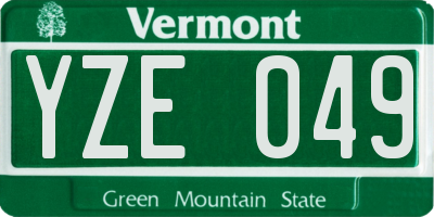 VT license plate YZE049
