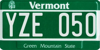 VT license plate YZE050