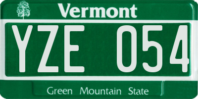 VT license plate YZE054