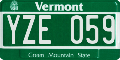 VT license plate YZE059