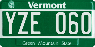 VT license plate YZE060