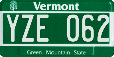 VT license plate YZE062