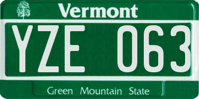 VT license plate YZE063
