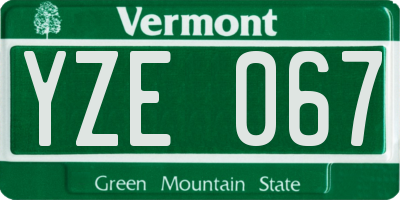 VT license plate YZE067